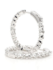 Hoops Earrings. Round Diamonds In and Out. 14k White Solid Gold 3 carats diamonds. Lab Grown F VS. Secure Click Lock. Ideal cut and shine.