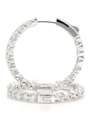 Round In and Out Diamond Hoops Earrings. 14k White Solid Gold 3 carats diamonds. Lab Grown F VS. Secure Click Lock. Ideal cut and shine.Gift
