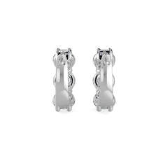 Diamond Hoops Earring Huggies. 14k Solid White Yellow Gold Unique Classy Secure Lock Earrings. F VS Lab Grown. Wedding Birthday Anniversary