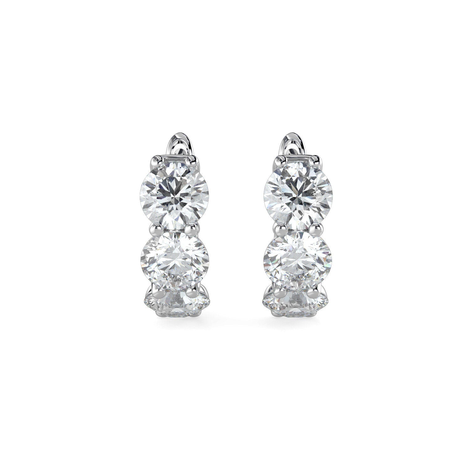 Diamond Hoops Earring Huggies. 14k Solid White Yellow Gold Unique Classy Secure Lock Earrings. F VS Lab Grown. Wedding Birthday Anniversary