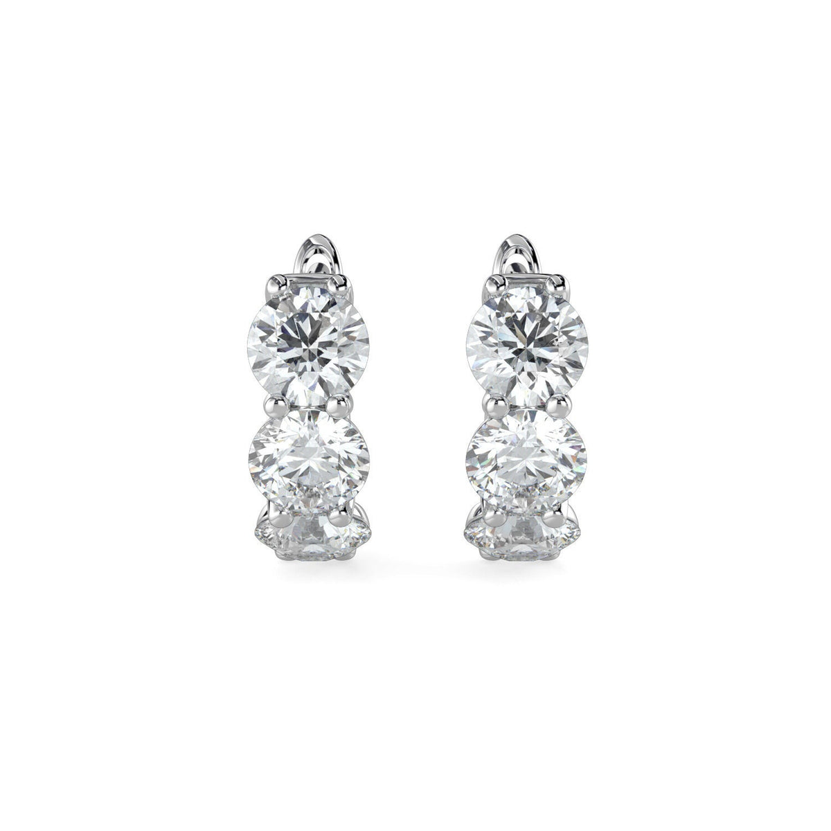 Diamond Hoops Earring Huggies. 14k Solid White Yellow Gold Unique Classy Secure Lock Earrings. F VS Lab Grown. Wedding Birthday Anniversary