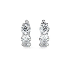 Diamond Hoops Earring Huggies. 14k Solid White Yellow Gold Unique Classy Secure Lock Earrings. F VS Lab Grown. Wedding Birthday Anniversary