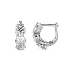 Diamond Hoops Earring Huggies. 14k Solid White Yellow Gold Unique Classy Secure Lock Earrings. F VS Lab Grown. Wedding Birthday Anniversary