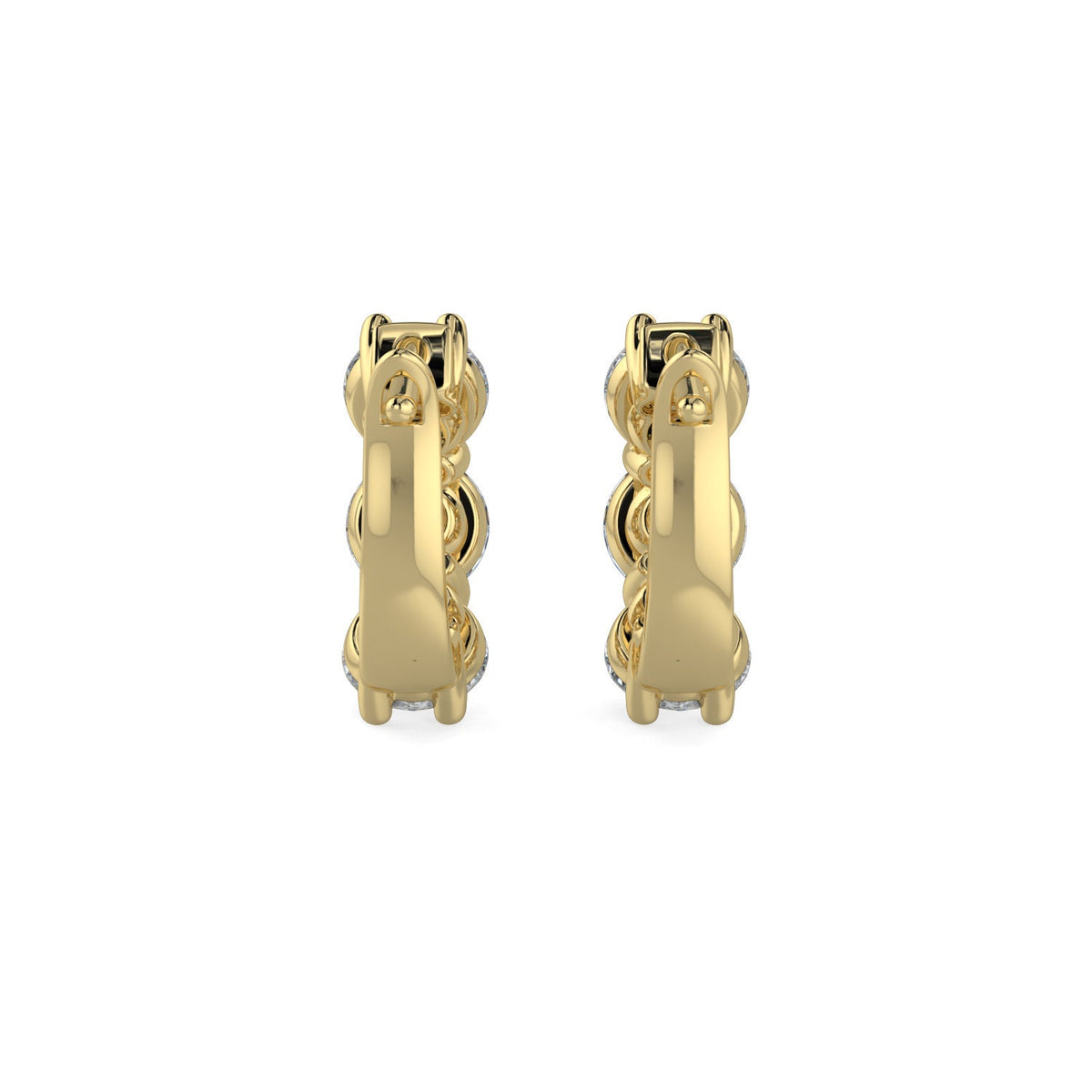 Diamond Hoops Earring Huggies. 14k Solid White Yellow Gold Unique Classy Secure Lock Earrings. F VS Lab Grown. Wedding Birthday Anniversary