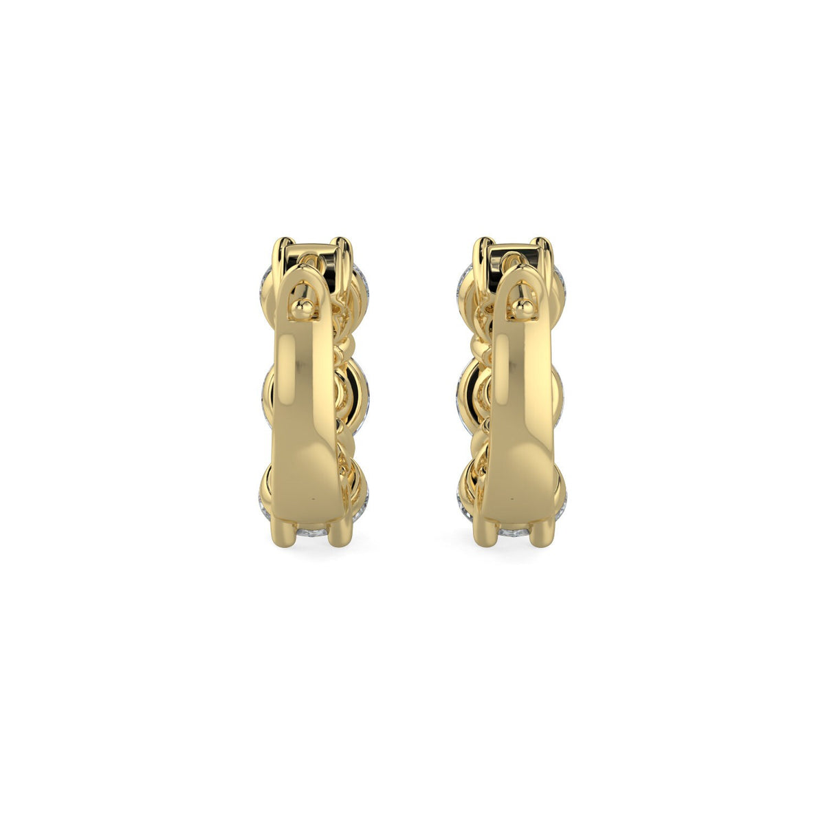 Diamond Earring Mini Hoops Huggies. 3.25 carats 14k Solid Yellow Gold Unique Classy Secure Lock Earrings. Gift Wedding Birthday Anniversary