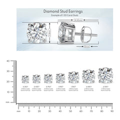 Lab Grown Diamond Stud Earrings White Yellow Gold 1 carat 0.50ct 0.75ct 2ct 3ct 4ct 5ct IGI VS 14k Screw Backs Women Men Anniversary Gift