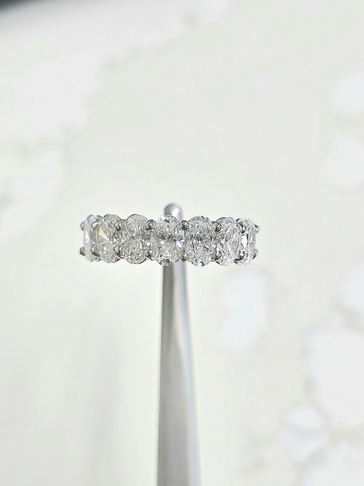 Oval Cut Diamond Wedding Halfway or Eternity Band. 3 Carats 14k White.