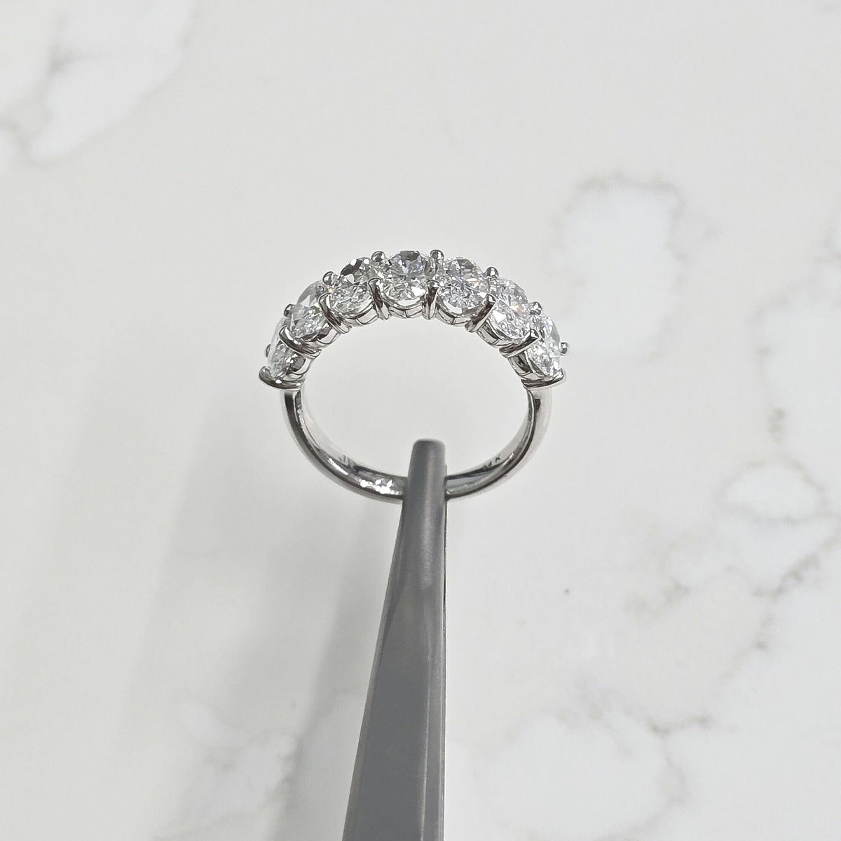 Oval Cut Diamond Wedding Halfway or Eternity Band. 3 Carats 14k White.