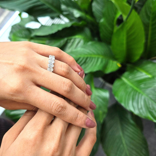 Oval Cut Diamond Wedding Halfway or Eternity Band. 3 Carats 14k White.