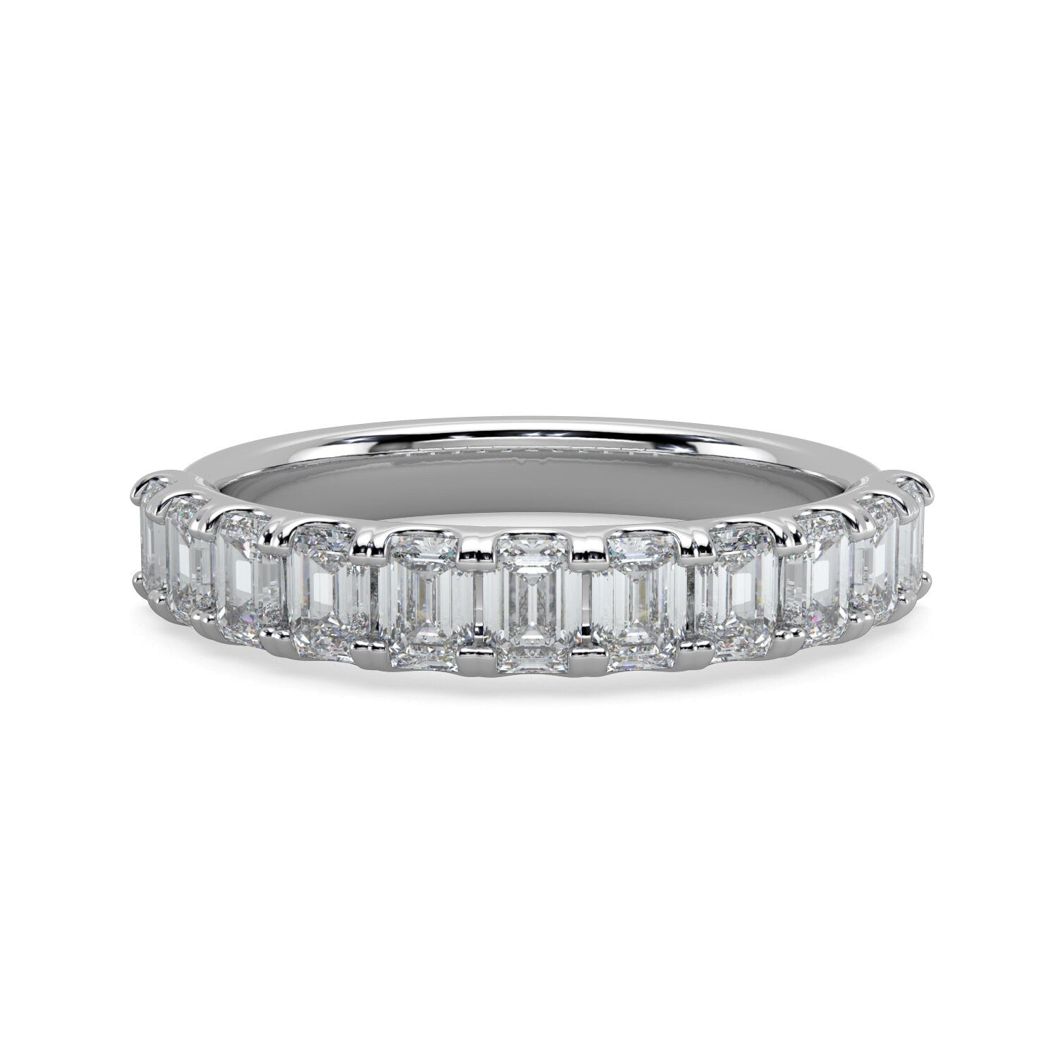 Emerald Cut Diamond Wedding Band 14K 18k Platinum Halfway and Eternity Ring