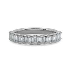 Emerald Cut Diamond Wedding Band 14K 18k Platinum Halfway and Eternity Ring