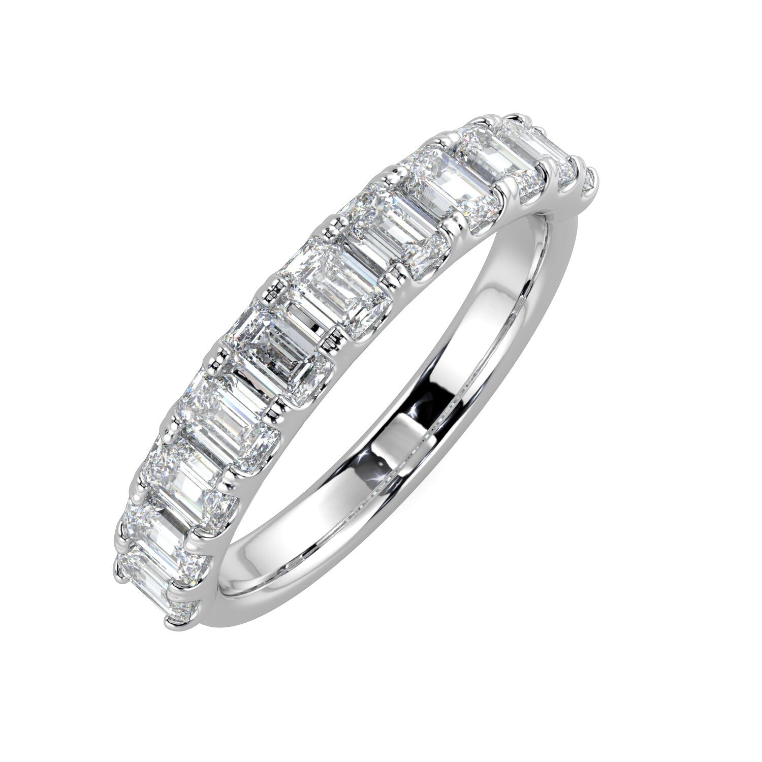 Emerald Cut Diamond Wedding Band 14K 18k Platinum Halfway and Eternity Ring