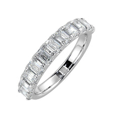 Emerald Cut Diamond Wedding Band 14K 18k Platinum Halfway and Eternity Ring