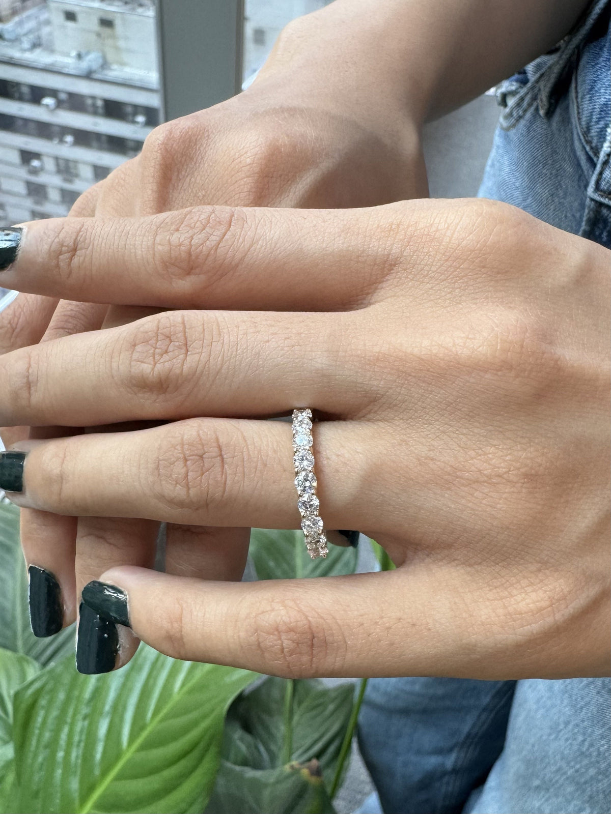 1.00 cttw Round Wedding Band. Halfway Diamond Ring Sizeable. in 14k 18k Platinum White Yellow Rose Gold. DEF Color VVS VS Lab Grown Diamonds