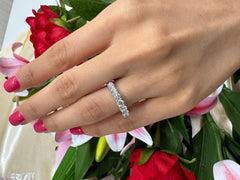 1.35cttw Round Wedding Band. Halfway Diamond Ring Sizeable. in 14k 18k Platinum White Yellow Rose Gold. DEF Color VVS VS Lab Grown Diamonds