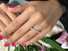 1.35cttw Round Wedding Band. Halfway Diamond Ring Sizeable. in 14k 18k Platinum White Yellow Rose Gold. DEF Color VVS VS Lab Grown Diamonds