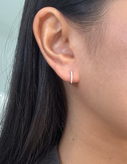 Natural Diamonds Huggies Earring in 14k White Yellow Rose Gold, 0.15CTTW, DEF Color and VS Clarity. Mini Small Hoop Huggies