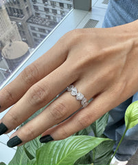 Natural Cushion, Pear, Heart, Marquise and Radiant Shape Diamonds Ring in 18K White Gold