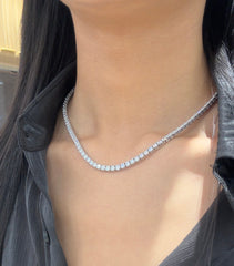 20 carats Diamond Tennis Chain Necklace in 14k 18K White Yellow Rose Gold. DEF Color and VVS VS Clarity Lab Grown Diamonds. 16" 17" 18"