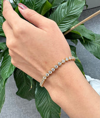 5 Carat Round Diamond Bracelet in 14k Yellow White Rose Gold Lab Grown. Buttercup style for big Diamond Look.
