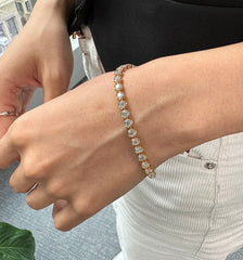 5 Carat Round Diamond Bracelet in 14k Yellow White Rose Gold Lab Grown. Buttercup style for big Diamond Look.
