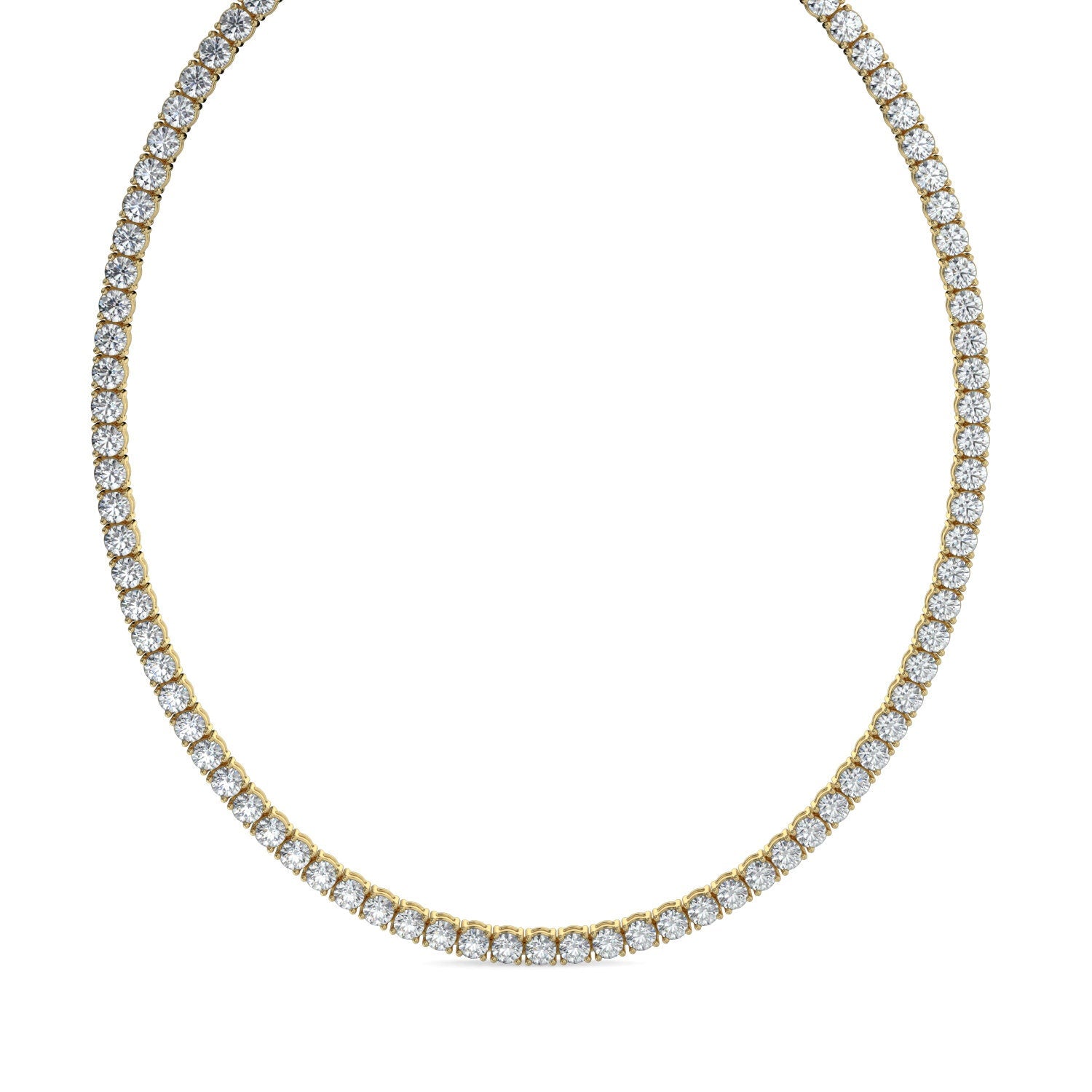 20 carats Diamond Tennis Chain Necklace in 14k 18K White Yellow Rose Gold. DEF Color and VVS VS Clarity Lab Grown Diamonds. 16" 17" 18"