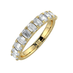 Emerald Cut Diamond Wedding Band 14K 18k Platinum Halfway and Eternity Ring