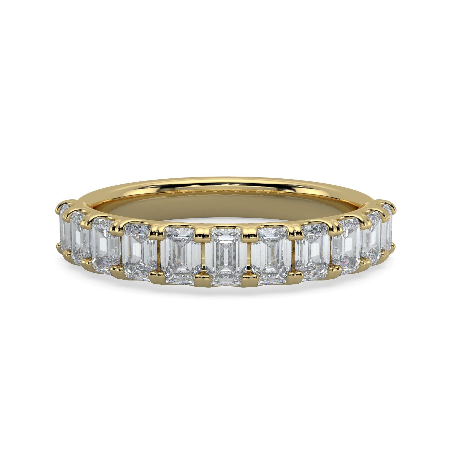 Natural 1.35CTTW Elongated Emerald Cut Diamond Wedding Ring / Band in 14k 18K White Yellow Rose Gold and Platinum. F Color and VS Clarity