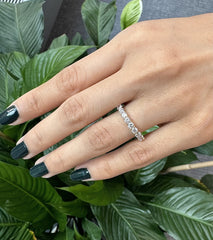 1.00 cttw Round Wedding Band. Halfway Diamond Ring Sizeable. in 14k 18k Platinum White Yellow Rose Gold. DEF Color VVS VS Lab Grown Diamonds