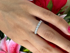 0.75cttw Lab Grown Diamond Round Wedding Band. Halfway in 14k 18k Platinum DEF Color VVS VS Clarity