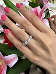 1.35cttw Round Wedding Band. Halfway Diamond Ring Sizeable. in 14k 18k Platinum White Yellow Rose Gold. DEF Color VVS VS Lab Grown Diamonds