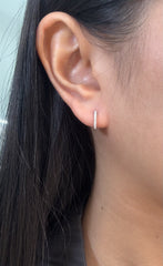 Natural Diamonds Huggies Earring in 14k White Yellow Rose Gold, 0.15CTTW, DEF Color and VS Clarity. Mini Small Hoop Huggies