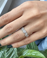 Natural Cushion, Pear, Heart, Marquise and Radiant Shape Diamonds Ring in 18K White Gold
