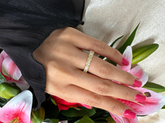 Natural Radiant Shaped Diamonds Eternity Band in 18K Yellow gold. over 3 carats, Light Yellow Color, VS Clarity. Stackable Ring/Band.