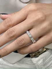 Horizontal Emerald Cut Diamond Ring in 18K White Gold, 1.72CTTW, F Color and VS Clarity Natural Diamonds.