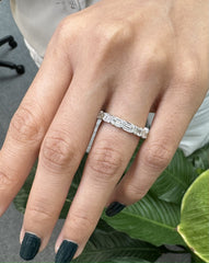 Horizontal Emerald Cut Diamond Ring in 18K White Gold, 1.72CTTW, F Color and VS Clarity Natural Diamonds.