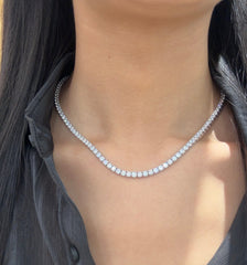 20 carats Diamond Tennis Chain Necklace in 14k 18K White Yellow Rose Gold. DEF Color and VVS VS Clarity Lab Grown Diamonds. 16" 17" 18"