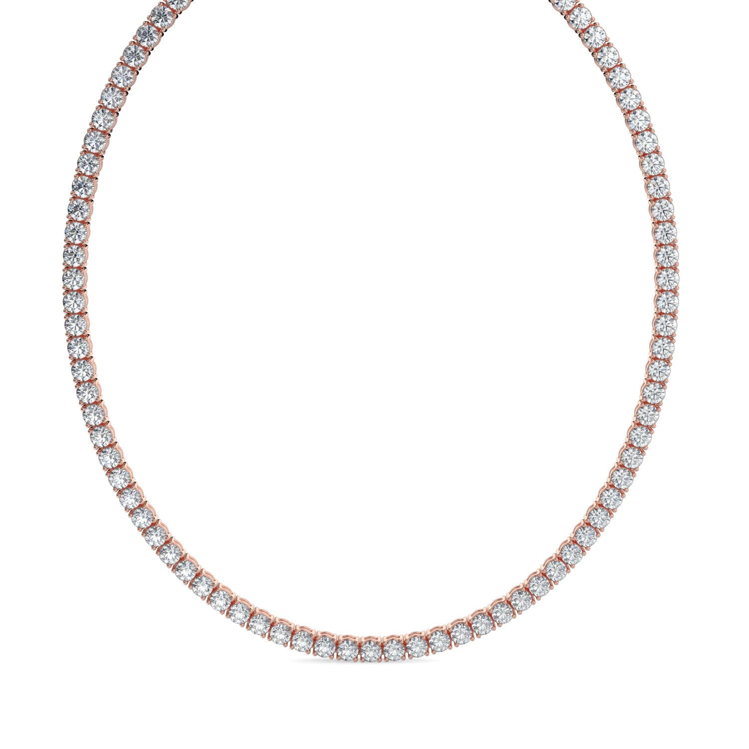 20 carats Diamond Tennis Chain Necklace in 14k 18K White Yellow Rose Gold. DEF Color and VVS VS Clarity Lab Grown Diamonds. 16" 17" 18"