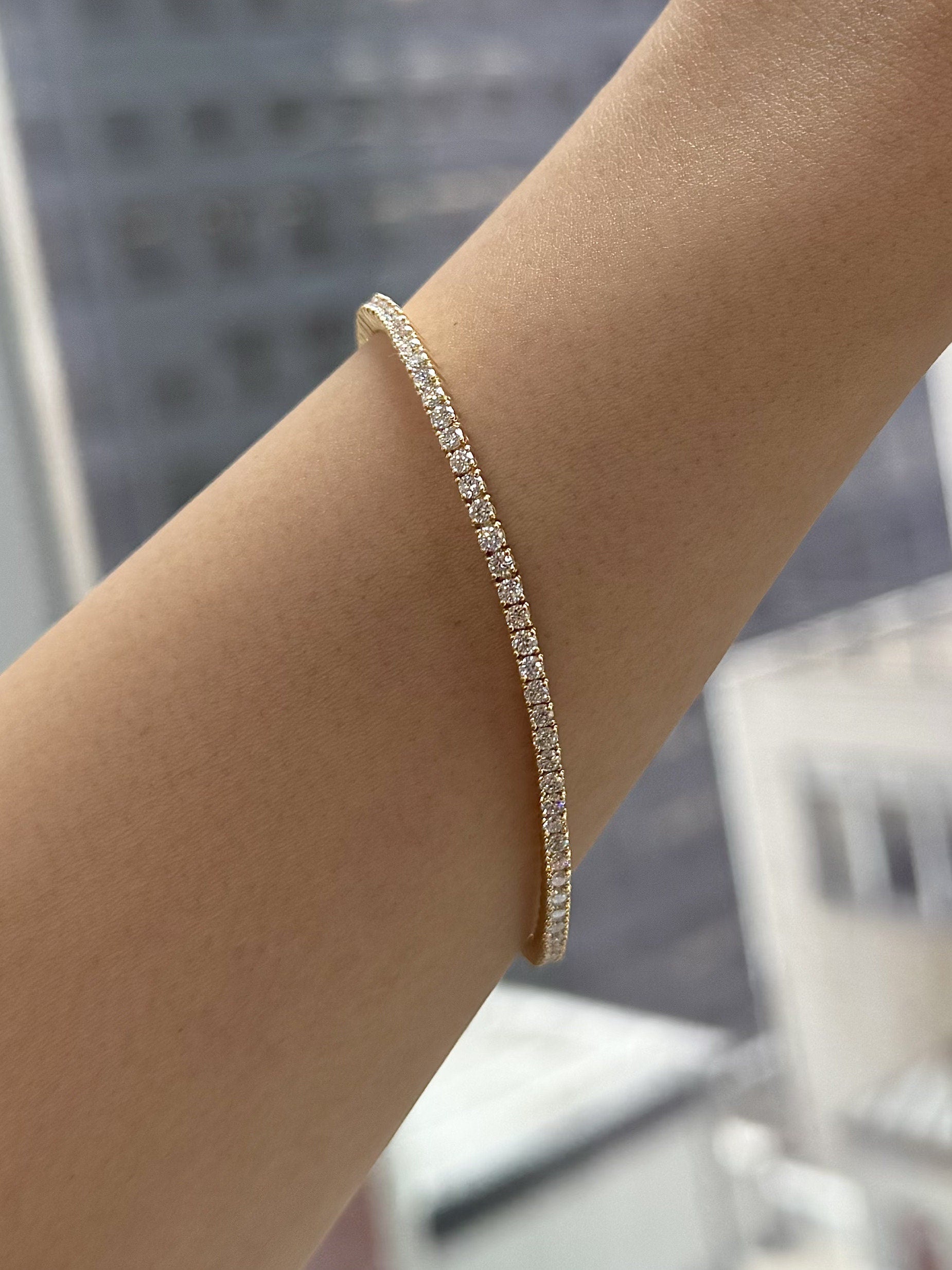 3 Carat Diamond Bracelet in 14k White Yellow Rose Gold. DEF Color VVS VS Clarity with Lab Grown Diamonds. 6" 6.5" 7" Tennis Bracelet. Gift