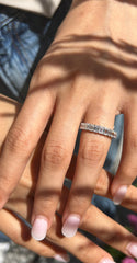 Natural Emerald Shaped Eternity Diamond Ring / Band in 14K 18K White Yellow Rose Gold and Platinum, 3 Carats, GH Color and VS Clarity.