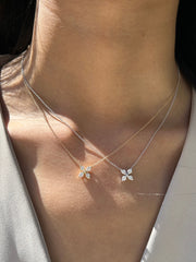 Flower Pendant Necklace in 14k 18K White Yellow Rose Gold with Natural Diamonds Dainty and Beautiful 17 / 18 Inch