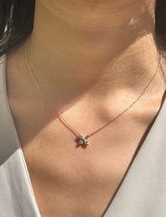 Flower Pendant Necklace in 14k 18K White Yellow Rose Gold with Natural Diamonds Dainty and Beautiful 17 / 18 Inch