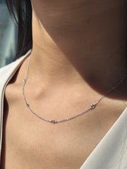 Diamond By The Yard Necklace in 14k White Yellow Rose Gold. F Color and VS Clarity Natural Diamonds. 5 Diamonds. 1/3cttw 17"