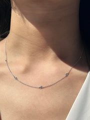 Diamond By The Yard Necklace in 14k White Yellow Rose Gold. F Color and VS Clarity Natural Diamonds. 5 Diamonds. 1/3cttw 17"