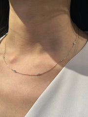 Diamond By The Yard Necklace in 14k White Yellow Rose Gold. F Color and VS Clarity Natural Diamonds. 5 Diamonds. 1/3cttw 17"