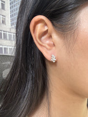 Natural Pear, Radiant Shaped Diamonds Earring Studs in 18K White Gold, 1.50 CTTW, VS Clarity. Unique and different style earrings.