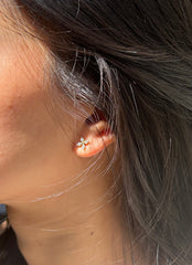Natural Diamond Stud Earrings in 14K Yellow Gold, Dainty Flower Earring