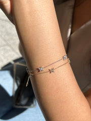 Natural Diamond Bracelet in 14K 18K White Yellow Rose Gold. F Color and VS Clarity. Flower Dainty Bracelet.