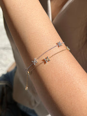 Natural Diamond Bracelet in 14K 18K White Yellow Rose Gold. F Color and VS Clarity. Flower Dainty Bracelet.