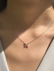 Flower Pendant Necklace in 14k 18K White Yellow Rose Gold with Natural Diamonds Dainty and Beautiful 17 / 18 Inch